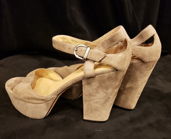 Via Spiga Suede Platform Heeled Sandals - Picture 8 of 8